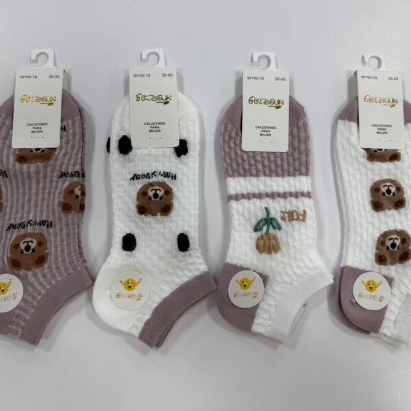 MEDIAS TALONERAS DELGADAS DE ALGODON DISEÑOS PARA DAMA (FARDO X 100 DOC)