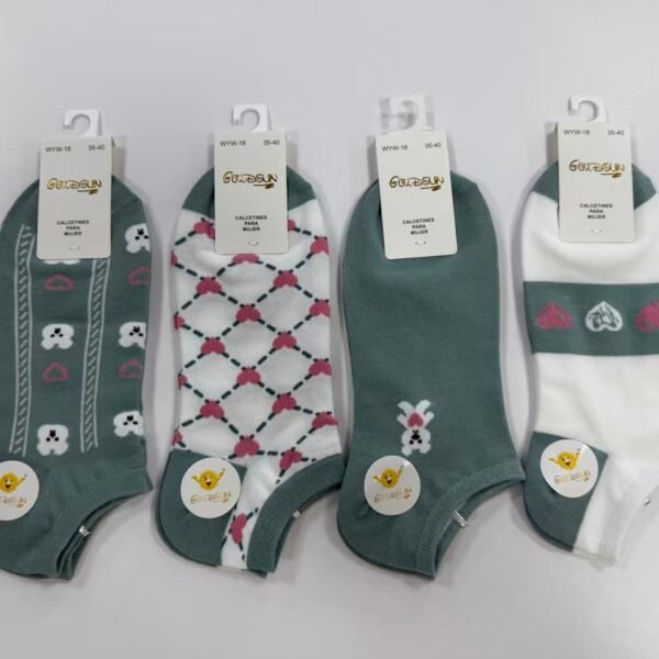 MEDIAS TALONERAS DELGADAS DE ALGODON DISEÑOS PARA DAMA (FARDO X 100 DOC)