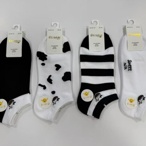 MEDIAS TALONERAS DELGADAS DE ALGODON DISEÑOS PARA DAMA (FARDO X 100 DOC)