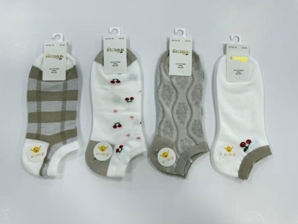 MEDIAS TALONERAS DELGADAS DE ALGODON DISEÑOS PARA DAMA (FARDO X 100 DOC)