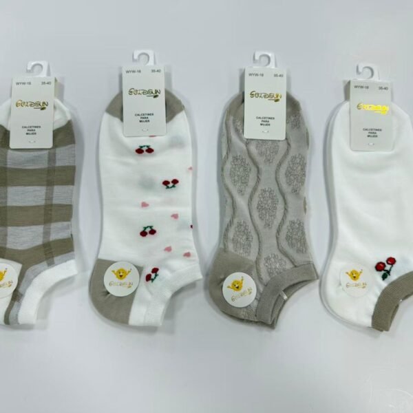 MEDIAS TALONERAS DELGADAS DE ALGODON DISEÑOS PARA DAMA (FARDO X 100 DOC)
