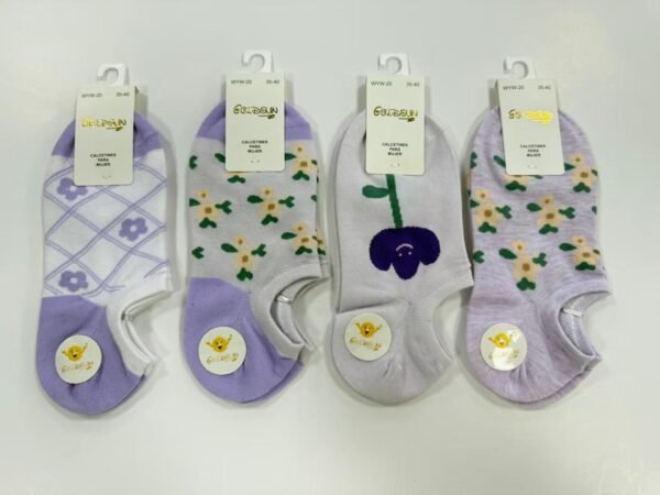 MEDIAS TALONERAS DELGADAS DE ALGODON DISEÑOS PARA DAMA (FARDO X 100 DOC)