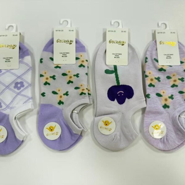 MEDIAS TALONERAS DELGADAS DE ALGODON DISEÑOS PARA DAMA (FARDO X 100 DOC)