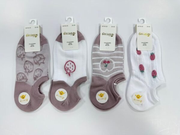 MEDIAS TALONERAS DELGADAS DE ALGODON DISEÑOS PARA DAMA (FARDO X 100 DOC)