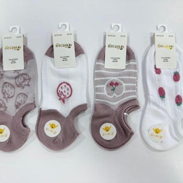 MEDIAS TALONERAS DELGADAS DE ALGODON DISEÑOS PARA DAMA (FARDO X 100 DOC)