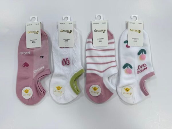 MEDIAS TALONERAS DELGADAS DE ALGODON DISEÑOS PARA DAMA (FARDO X 100 DOC)