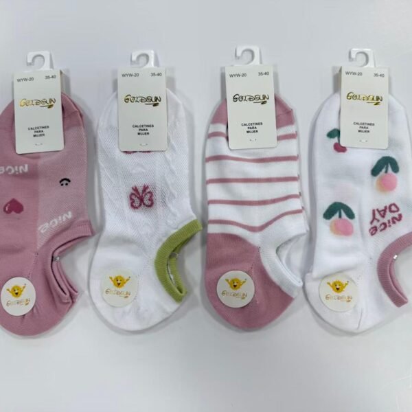 MEDIAS TALONERAS DELGADAS DE ALGODON DISEÑOS PARA DAMA (FARDO X 100 DOC)