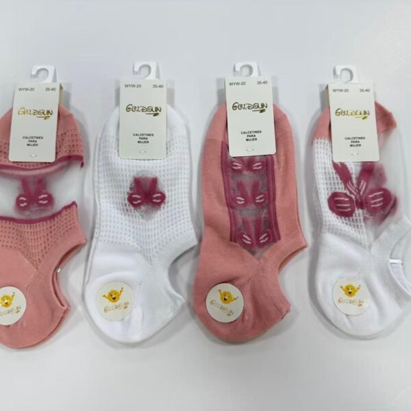 MEDIAS TALONERAS DELGADAS DE ALGODON DISEÑOS PARA DAMA (FARDO X 100 DOC)