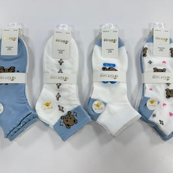 MEDIAS TOBILLERAS DELGADAS DE ALGODON DISEÑOS PARA DAMA (FARDO X 100 DOC)