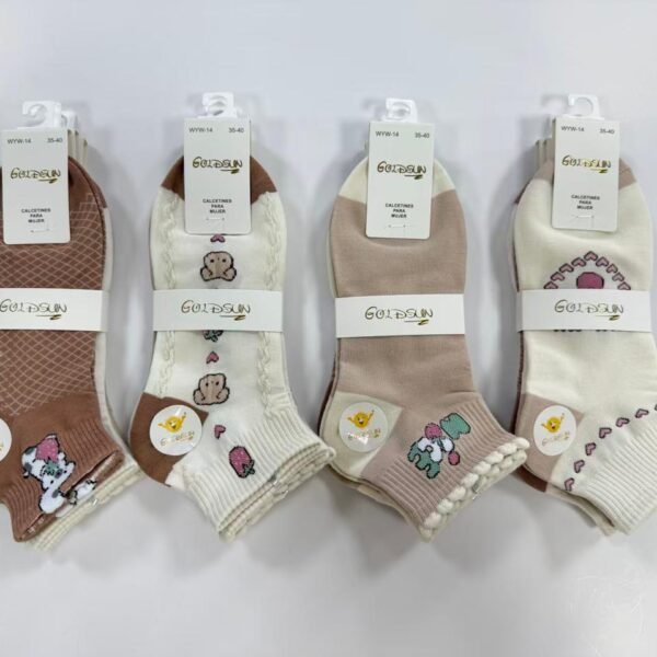 MEDIAS TOBILLERAS DELGADAS DE ALGODON DISEÑOS PARA DAMA (FARDO X 100 DOC)