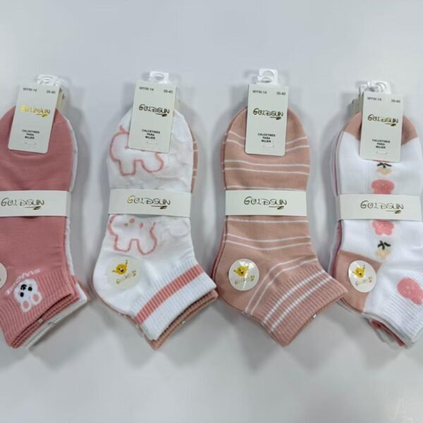 MEDIAS TOBILLERAS DELGADAS DE ALGODON DISEÑOS PARA DAMA (FARDO X 100 DOC)