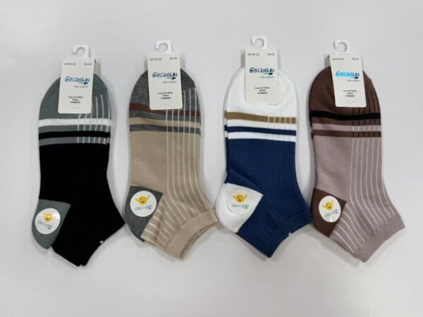 MEDIAS TOBILLERAS DE ALGODON CON DISEÑOS PARA VARON (FARDO X 100 DOC)