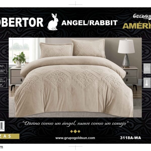 COBERTOR 5 PIEZAS PIEL DE ÁNGEL CON PIEL DE CONEJO PREMIUM (CAJA X 6 UNDS)