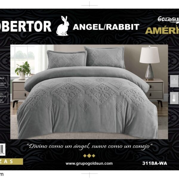 COBERTOR 5 PIEZAS PIEL DE ÁNGEL CON PIEL DE CONEJO PREMIUM (CAJA X 6 UNDS)