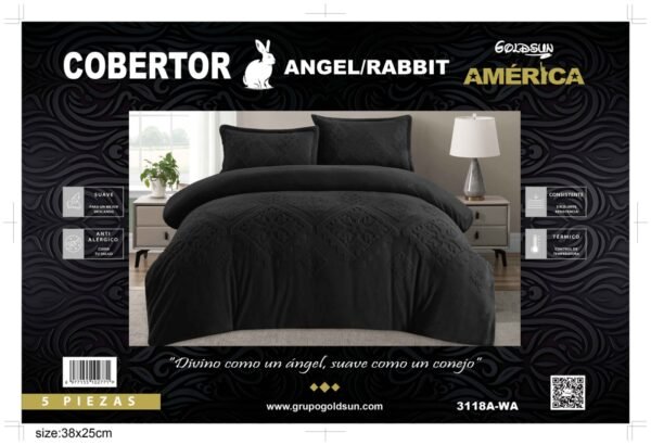 COBERTOR 5 PIEZAS PIEL DE ÁNGEL CON PIEL DE CONEJO PREMIUM (CAJA X 6 UNDS)