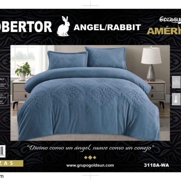 COBERTOR 5 PIEZAS PIEL DE ÁNGEL CON PIEL DE CONEJO PREMIUM (CAJA X 6 UNDS)