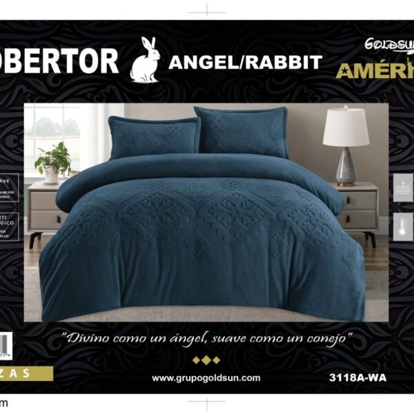 COBERTOR 5 PIEZAS PIEL DE ÁNGEL CON PIEL DE CONEJO PREMIUM (CAJA X 6 UNDS)