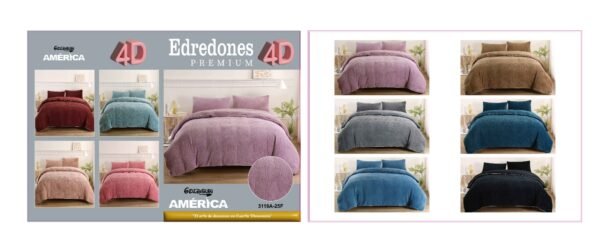 COBERTOR 5 PIEZAS PIEL DE ANGEL EN ALTO RELIEVE 4D PREMIUM (CAJA X 10 UNDS)