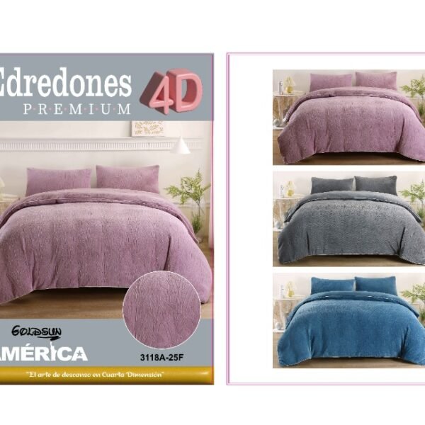 COBERTOR 5 PIEZAS PIEL DE ANGEL EN ALTO RELIEVE 4D PREMIUM (CAJA X 10 UNDS)