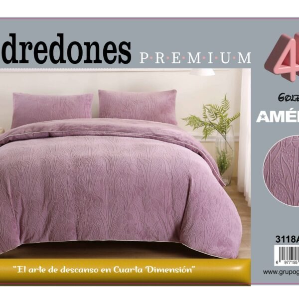 COBERTOR 5 PIEZAS PIEL DE ANGEL EN ALTO RELIEVE 4D PREMIUM (CAJA X 10 UNDS)