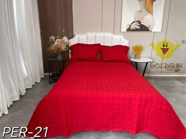 SET EDREDÓN DE VERANO 5 PIEZAS COLOR ENTERO QUEEN (CAJA X 08 UNDS)