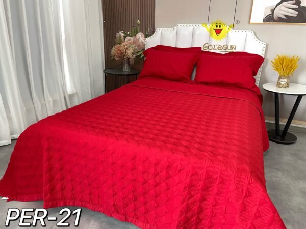 SET EDREDÓN DE VERANO 5 PIEZAS COLOR ENTERO QUEEN (CAJA X 08 UNDS)