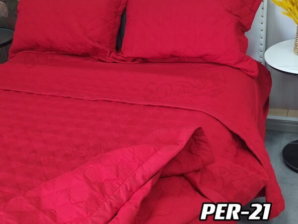SET EDREDÓN DE VERANO 5 PIEZAS COLOR ENTERO QUEEN (CAJA X 08 UNDS)