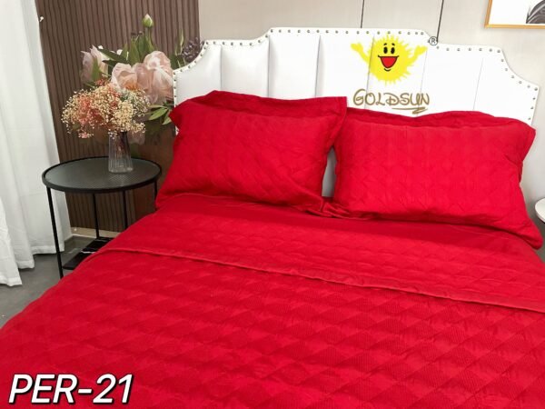 SET EDREDÓN DE VERANO 5 PIEZAS COLOR ENTERO QUEEN (CAJA X 08 UNDS)