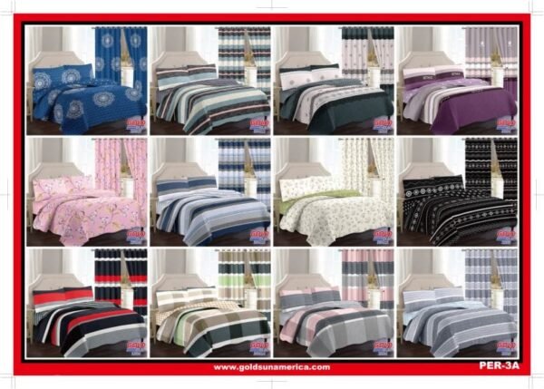 PER-3A SET EDREDÓN DE VERANO 7 PIEZAS CON CORTINA (CAJA X 12 UNDS)