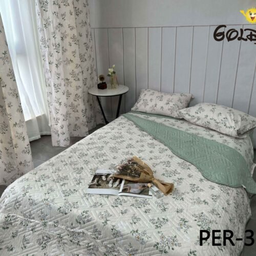 SET EDREDÓN DE VERANO 7 PIEZAS CON CORTINA (CAJA X 12 UNDS)