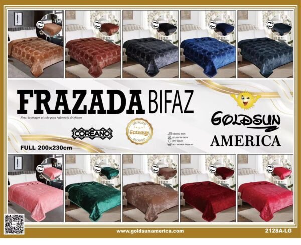 FRAZADA DE TERCIOPELO DOBLE CARA MODELO COREANO 1 PAÑO 4 KG (FARDO X 26 UNDS)