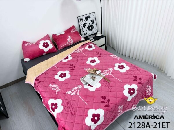EDREDON 3 PIEZAS PIEL CONCARNERO PEGADO ESTAMPADO (FARDO X 40 UNDS)
