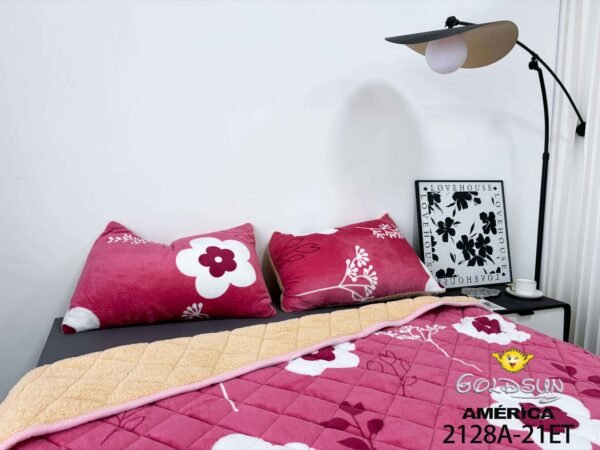 EDREDON 3 PIEZAS PIEL CONCARNERO PEGADO ESTAMPADO (FARDO X 40 UNDS)