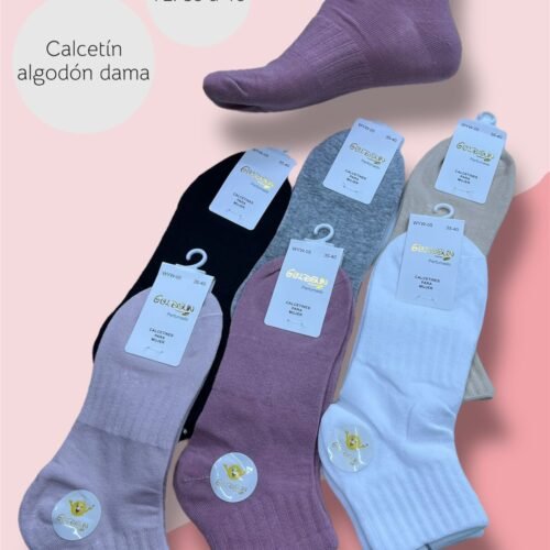 MEDIAS TOBILLERAS DE ALGODON PREMIUM PARA DAMA (FARDO X 100 DOC)