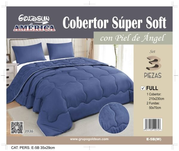 COBERTOR PREMIUM TELA CON PIEL DE ANGEL 3 PIEZAS (CAJA X 24 UNDS)