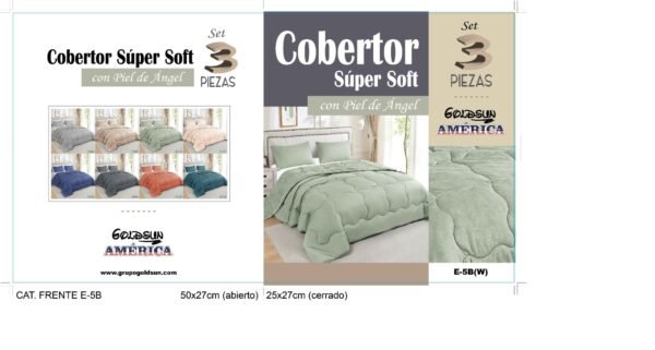 COBERTOR PREMIUM TELA CON PIEL DE ANGEL 3 PIEZAS (CAJA X 24 UNDS)