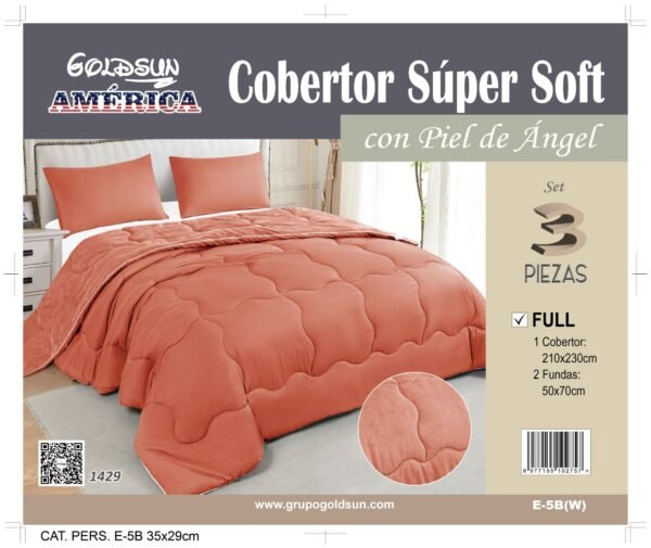 COBERTOR PREMIUM TELA CON PIEL DE ANGEL 3 PIEZAS (CAJA X 24 UNDS)