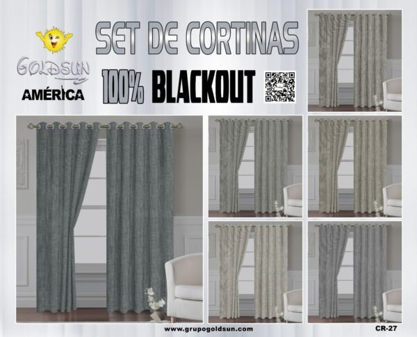 CORTINAS DE LINO 100% BLACKOUT COLOR ENTERO CON ARGOLLA (CAJA X 36 UNDS)