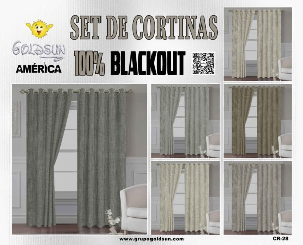 CORTINAS DE LINO 100% BLACKOUT COLOR ENTERO CON ARGOLLA (CAJA X 36 UNDS)