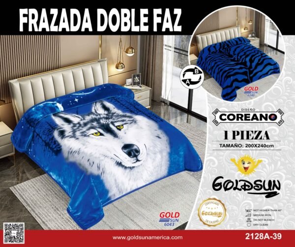 FRAZADA DE TERCIOPELO DOBLE CARA 2 PAÑOS 3KG (FARDO X 32 UNDS)