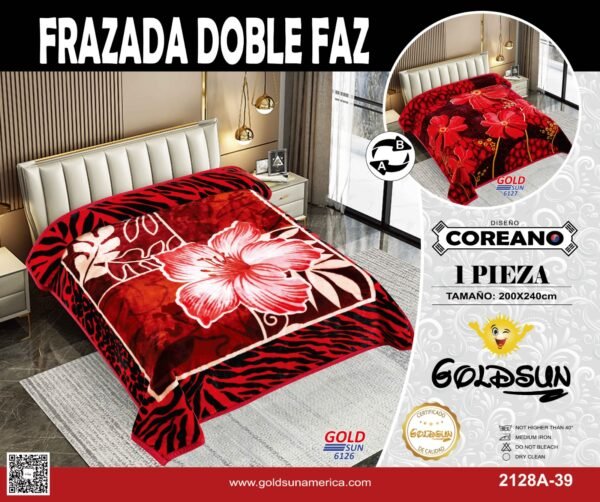 FRAZADA DE TERCIOPELO DOBLE CARA 2 PAÑOS 3KG (FARDO X 32 UNDS)