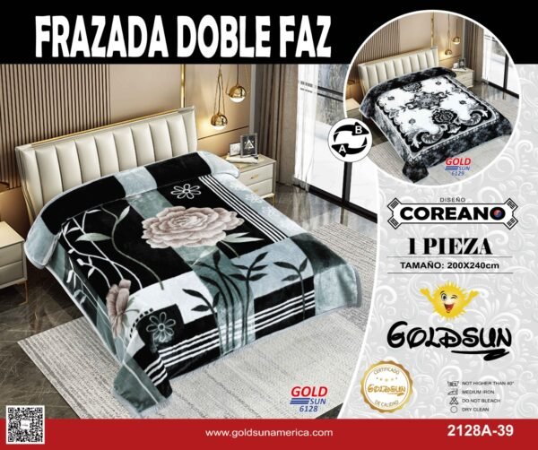FRAZADA DE TERCIOPELO DOBLE CARA 2 PAÑOS 3KG (FARDO X 32 UNDS)