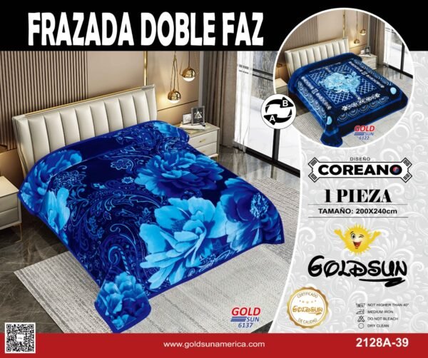 FRAZADA DE TERCIOPELO DOBLE CARA 2 PAÑOS 3KG (FARDO X 32 UNDS)