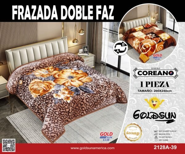 FRAZADA DE TERCIOPELO DOBLE CARA 2 PAÑOS 3KG (FARDO X 32 UNDS)